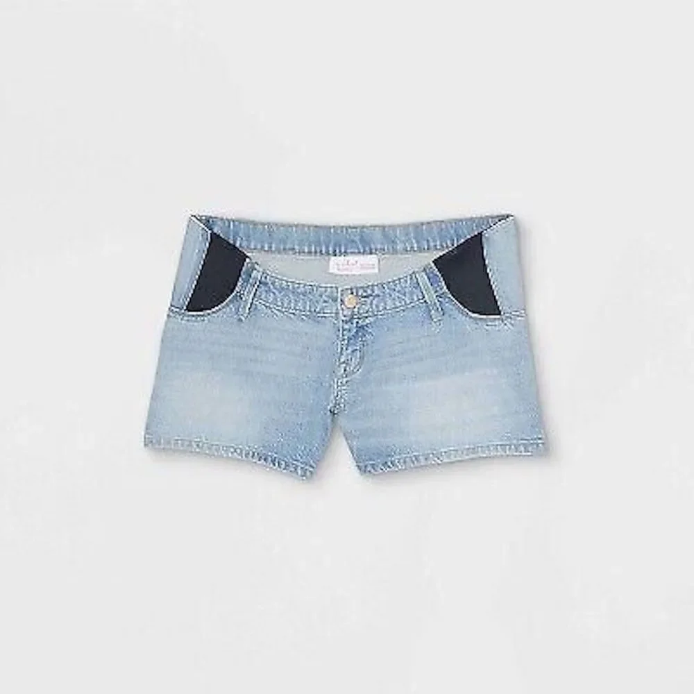 Isabel Maternity Under Belly Midi Maternity Jean Shorts Size 8